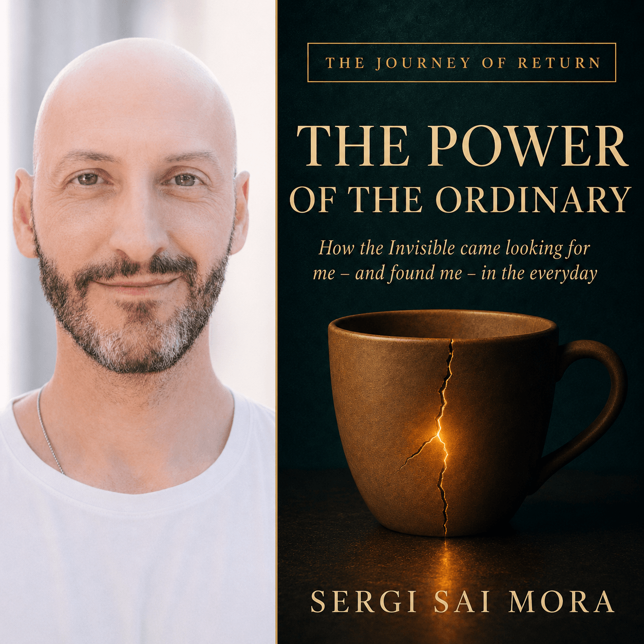 Sergi Sai Mora beside the cover of The Power of the Ordinary